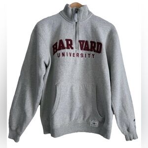 Harvard University Champion Sweatshirt 1919 Quarter Zip Gray 44” Size Small